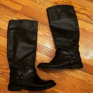 Coke Haan Black Leather Riding Boots